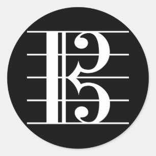 White-on-Black Alto Clef Ronde Sticker
