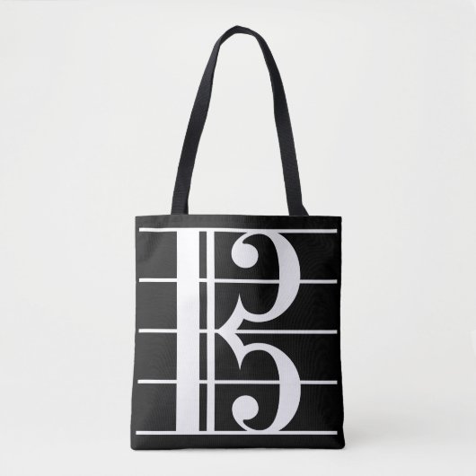 White-on-Black Alto Clef Tote Bag (Voorkant)