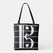 White-on-Black Alto Clef Tote Bag (Achterkant)