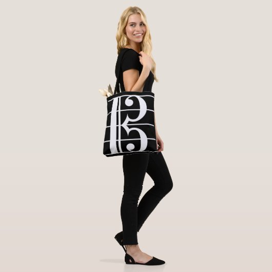 White-on-Black Alto Clef Tote Bag (Op model)