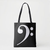 White-on-Black Bass Clef Tote Bag (Voorkant)