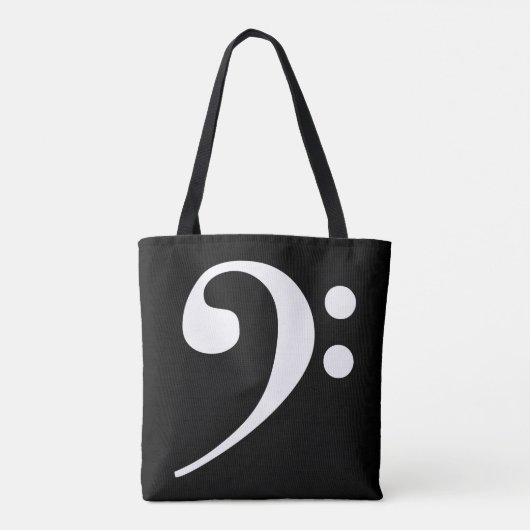 White-on-Black Bass Clef Tote Bag (Achterkant)