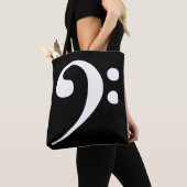 White-on-Black Bass Clef Tote Bag (Dichtbij)