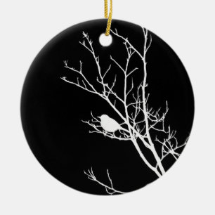 White on Black Bird Silhouette, 2016 - Keramisch Ornament