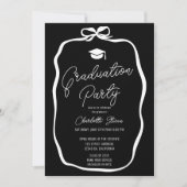 White on Black Coquette Bow photo graduation Kaart (Voorkant)