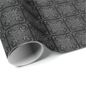 White on Black Crochet Chart Wrapping Paper Cadeaupapier (Rol Hoek)