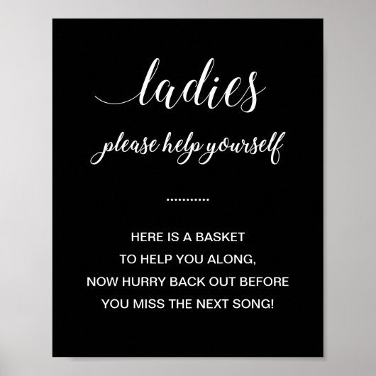 White on Black Dames Bathroom Basket Weddenschap Poster (Voorkant)