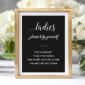 White on Black Dames Bathroom Basket Weddenschap Poster