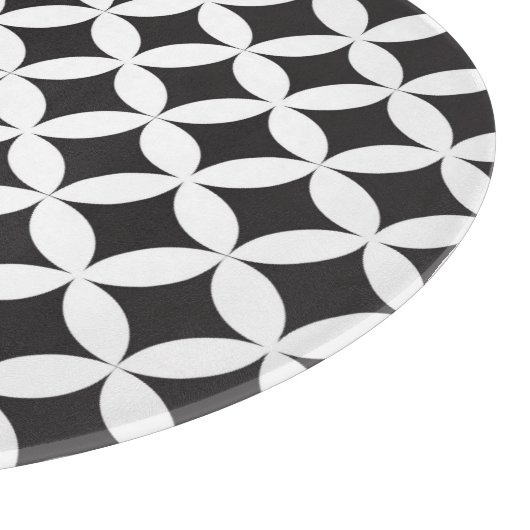 White on Black Diamond Geometric Pattern Snijplank (Hoek)