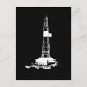 White on Black Drilling Rig Silhouette Briefkaart (Voorkant)