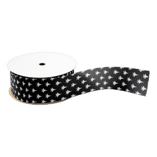 White on Black F-15 Fighter Jet Patterned Grosgrain Lint
