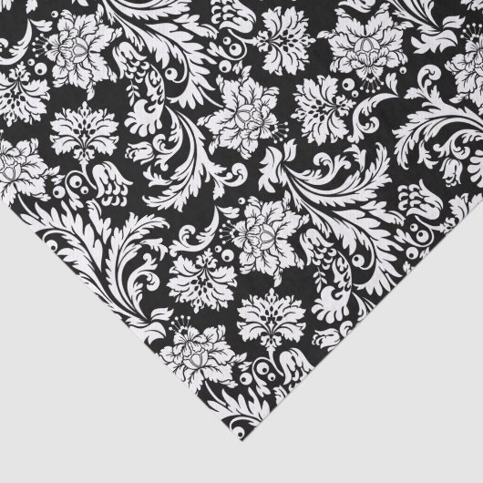 White on Black Floral Damascus Pattern Tissuepapier (Detail)