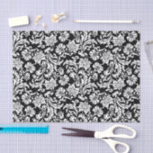 White on Black Floral Damascus Pattern Tissuepapier (Craft)