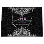 White on Black  Floral Ornament Groot Cadeauzakje (Voorkant)