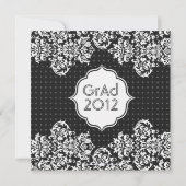 White on Black Flowers-Elegant Afstudeerder Invite Kaart (Achterkant)