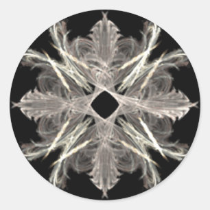 White on Black Fractal Art Design Ronde Sticker