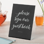 White on Black Gelieve te ondertekenen ons gastboe Reclamebord Met Voetstuk (Insitu)