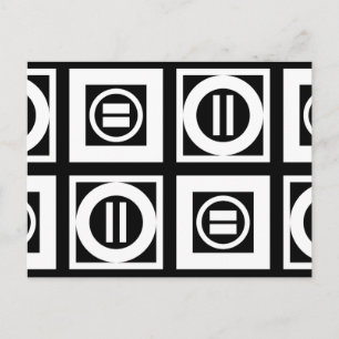 White on Black Geometric Equal Sign Pattern Briefkaart