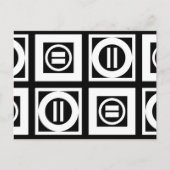 White on Black Geometric Equal Sign Pattern Briefkaart (Voorkant)