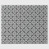 White on Black Geometric Equal Sign Pattern Cadeaupapier (Vlak)