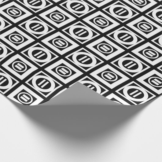White on Black Geometric Equal Sign Pattern Cadeaupapier (Hoek)