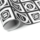 White on Black Geometric Equal Sign Pattern Cadeaupapier (Rol Hoek)