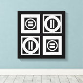 White on Black Geometric Equal Sign Pattern Canvas Afdruk (Insitu (Houten vloer))