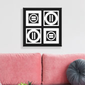 White on Black Geometric Equal Sign Pattern Canvas Afdruk (Insitu (Woonkamer))