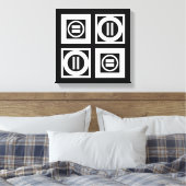 White on Black Geometric Equal Sign Pattern Canvas Afdruk (Insitu (Slaapkamer))