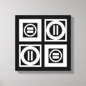 White on Black Geometric Equal Sign Pattern Canvas Afdruk (Voorkant)