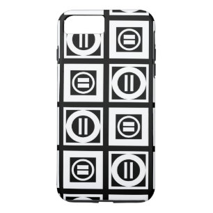 White on Black Geometric Equal Sign Pattern iPhone 8/7 Plus Hoesje