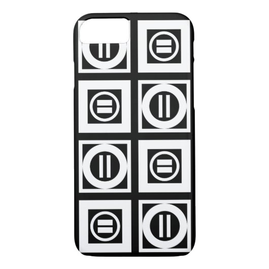 White on Black Geometric Equal Sign Pattern Case-Mate iPhone Case (Achterkant)