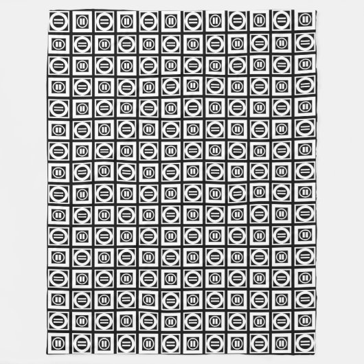 White on Black Geometric Equal Sign Pattern Fleece Deken (Voorkant)