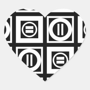 White on Black Geometric Equal Sign Pattern Hart Sticker