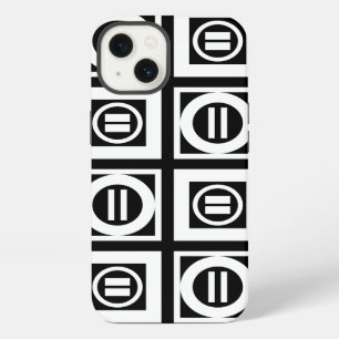 White on Black Geometric Equal Sign Pattern iPhone 13 Hoesje