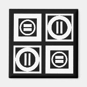 White on Black Geometric Equal Sign Pattern Magneet (Voorkant)