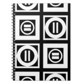 White on Black Geometric Equal Sign Pattern Notitieboek (Voorkant)