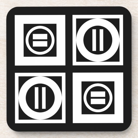 White on Black Geometric Equal Sign Pattern Onderzetter (Voorkant)