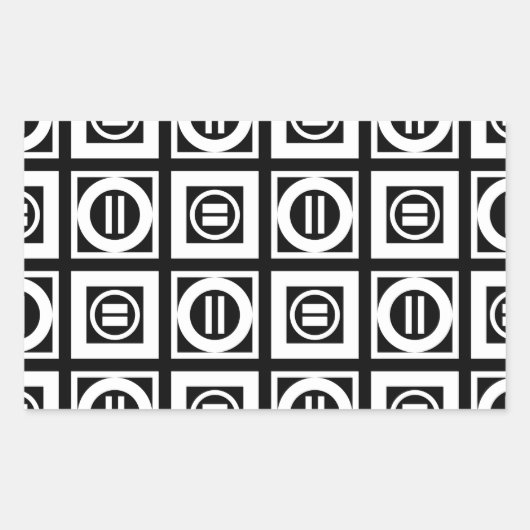 White on Black Geometric Equal Sign Pattern Rechthoekige Sticker (Voorkant)