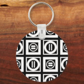 White on Black Geometric Equal Sign Pattern Sleutelhanger (Voorkant)