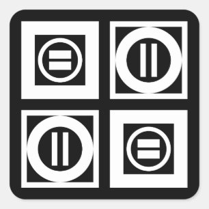 White on Black Geometric Equal Sign Pattern Vierkante Sticker