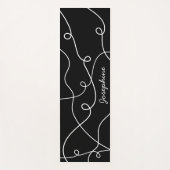 White On Black Geometric Loops Pattern And Name Yogamat (Voorkant)