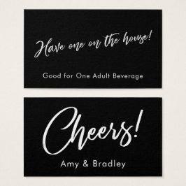 White on Black Handwriting Script Drink Tickets Visitekaartjes