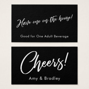 White on Black Handwriting Script Drink Tickets Visitekaartjes