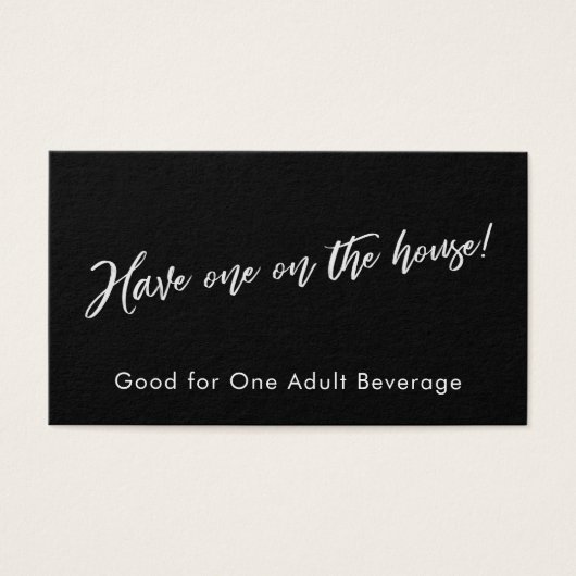 White on Black Handwriting Script Drink Tickets Visitekaartjes (Voorkant)