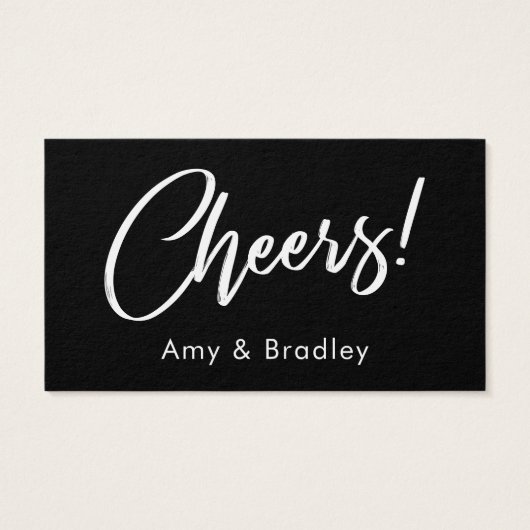 White on Black Handwriting Script Drink Tickets Visitekaartjes (Achterkant)