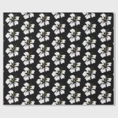 White on Black Hibiscus Cadeaupapier (Vlak)
