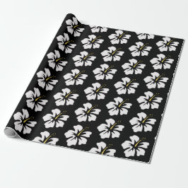 White on Black Hibiscus Cadeaupapier