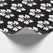 White on Black Hibiscus Cadeaupapier (Hoek)