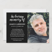 White on Black in Loving Memory Photo Annountion Kaart (Voorkant)